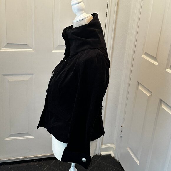 Michael Kors Women’s Military Style Black Velvet Waist Jacket w/ Pockets Size PM - Picture 4 of 13
